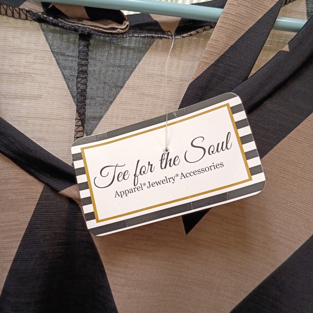 Women's NWT‎ Size XL Ride The Wavelength Taupe & Black Chevron Dress W Pockets - Picture 4 of 6